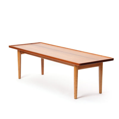 a rare Low/cocktail/coffee table/bench in Teak and Oak by Hans J. Wegner for Johannes Hansen