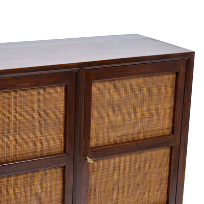 Wall Mounted Cabinet with Caned Doors by Edward Wormley for Dunbar, 1957