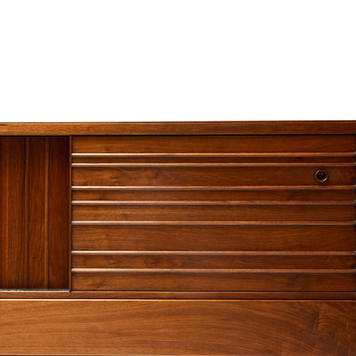 A Corner Walnut Sideboard With Tambour Doors by Edward Wormley for Dunbar, 1950's
