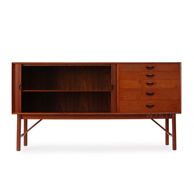 Hvidt & Molgaard-Nielsen Solid Teak Tambour Sideboard by Peter Hvidt & Orla Mölgaard-Nielsen