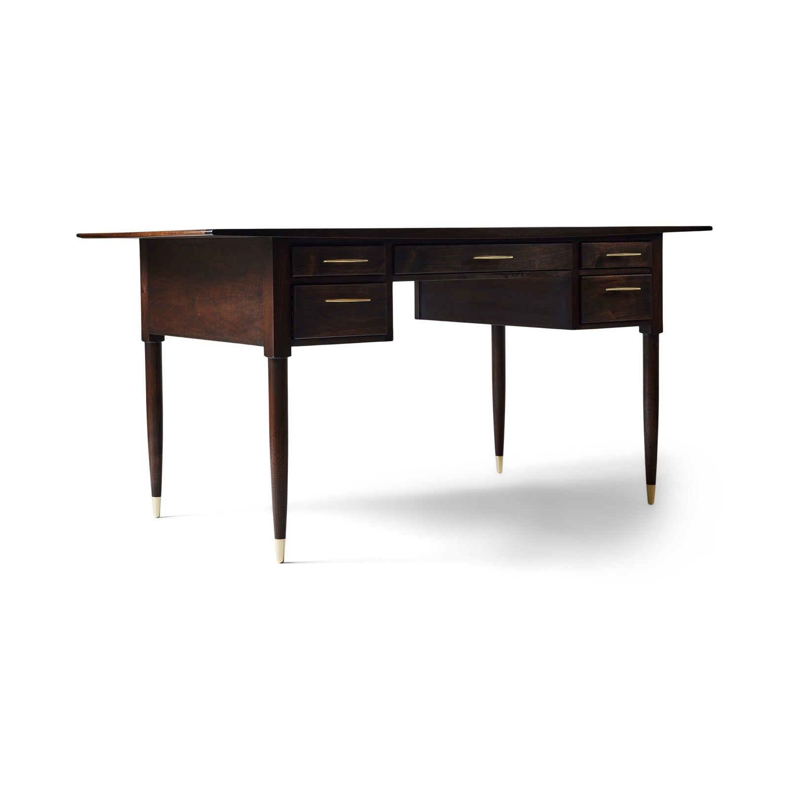 Walnut Desk with Drawers and Inset Leather Top by Edward Wormley for Dunbar, 1960s