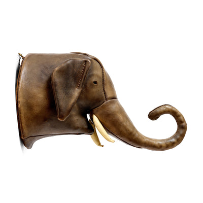 Wall Mount Leather Elephant Bust Attributed to Dimitri Omersa