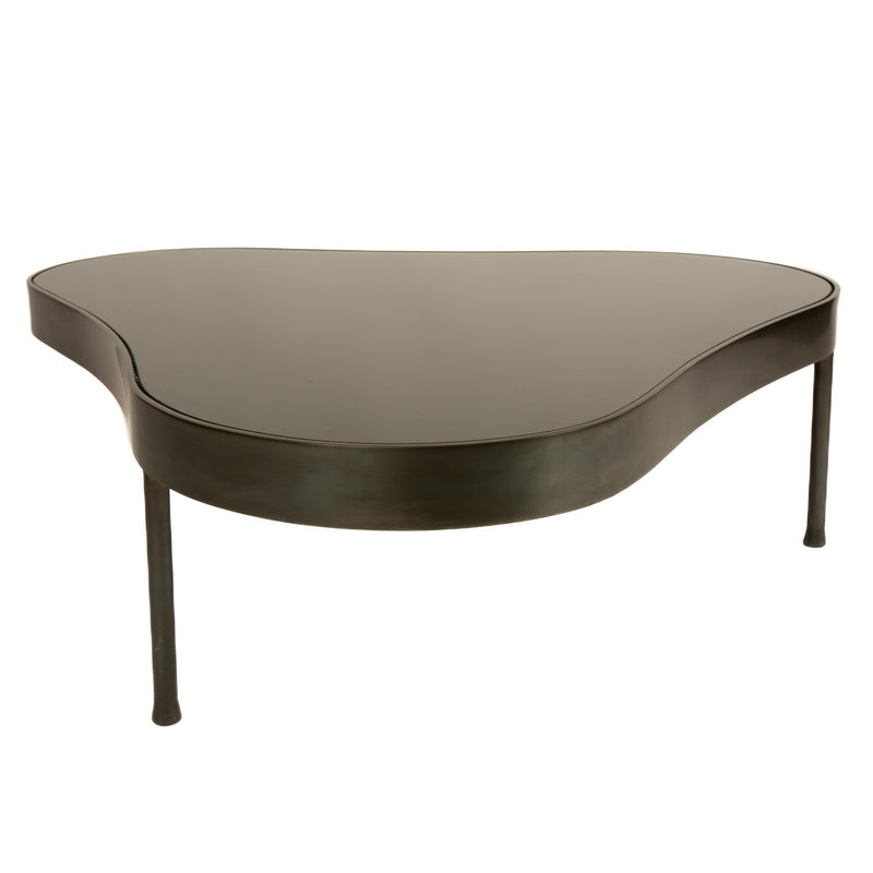 Biomorphic Low Table in Blackened Stainless Steel with Glass Top by WYETH, Made to Order