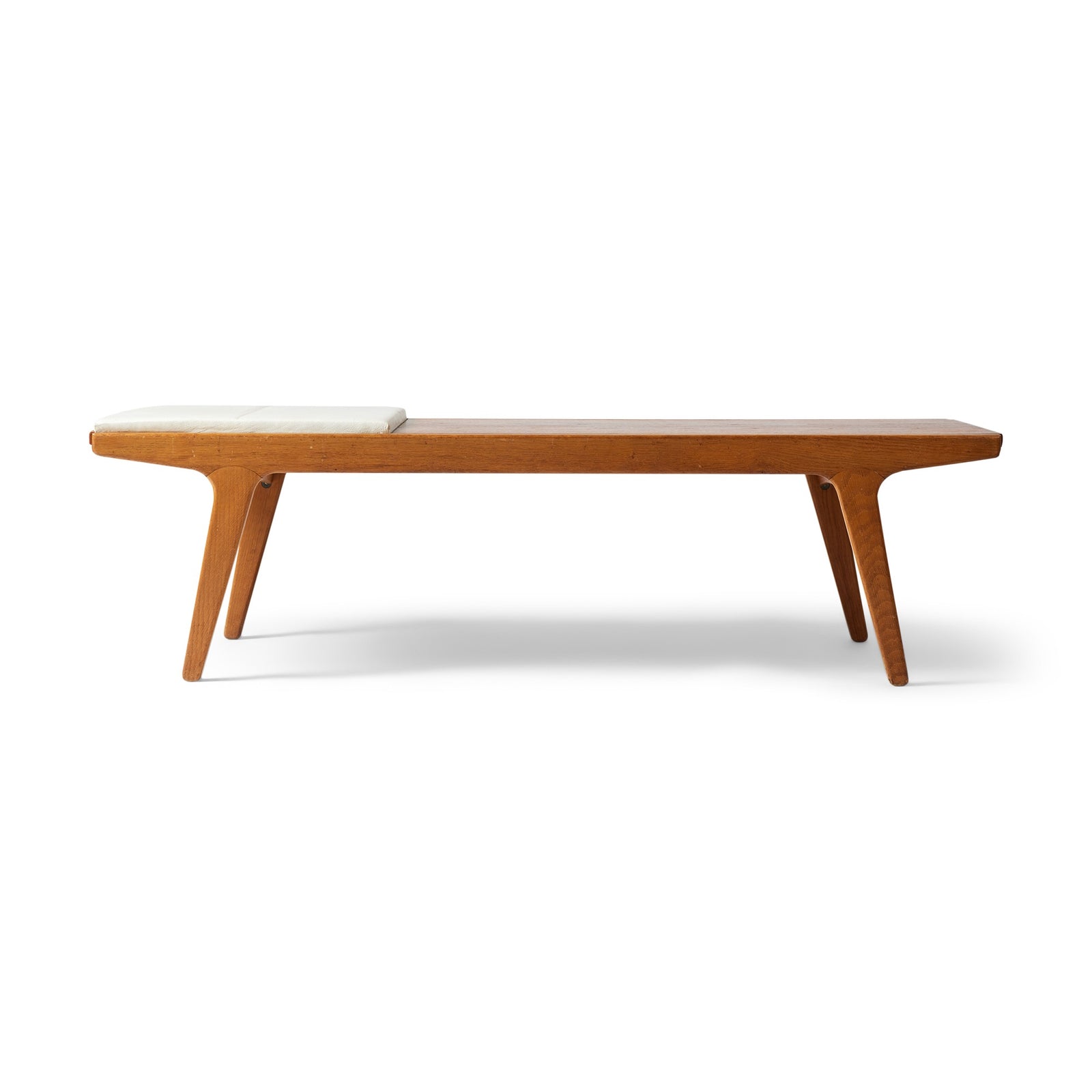 Unique Danish oak bench with a reversible leather & teak top by Unknown, 1960s