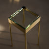 'Vista' Glass Block Table in Polished Bronze with Round Legs by WYETH, Made to Order