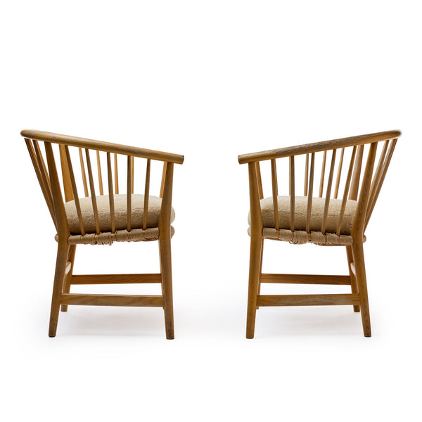 Pair of Spindle Back Ash Lounge Chairs by Hans J. Wegner for PP