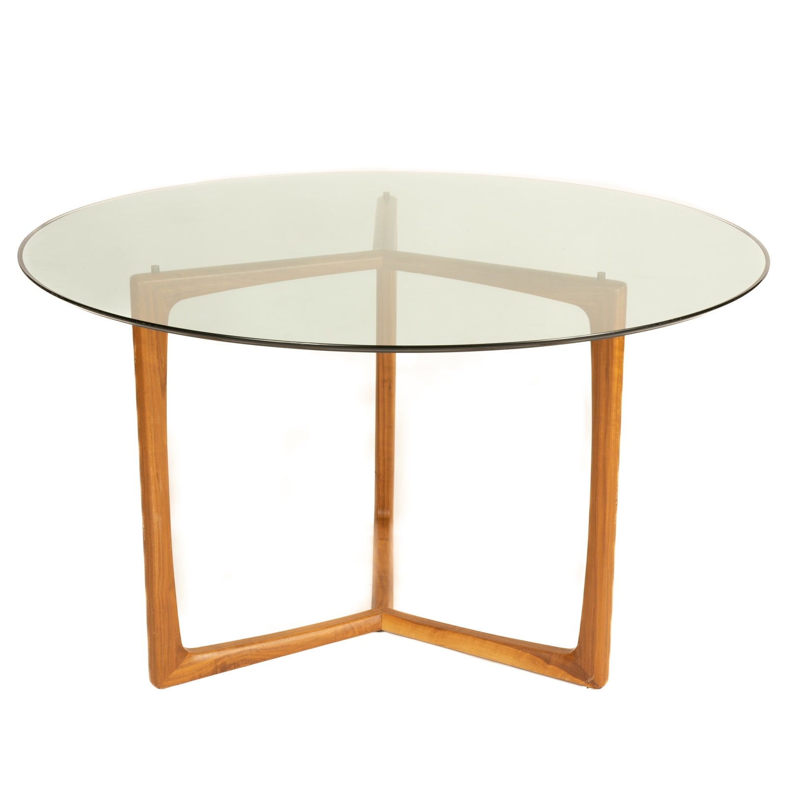 Round Glass Top Teak Center Table for Semigood Design