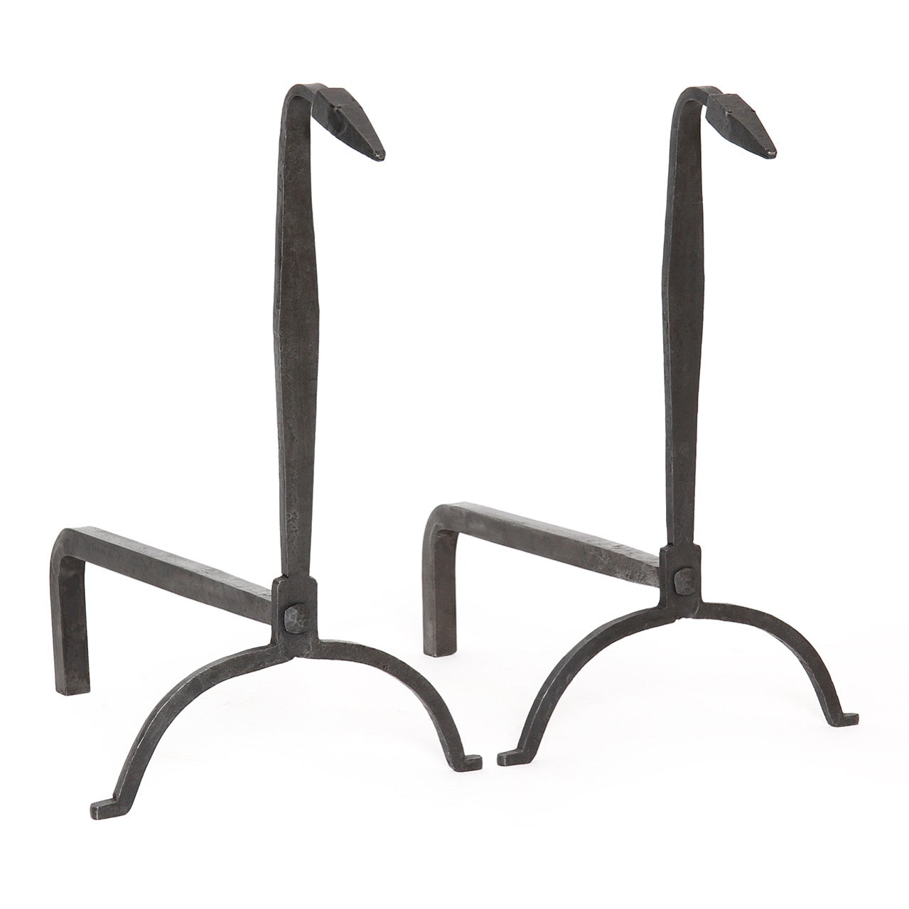 Wrought Iron Stylized Serpent Andirons