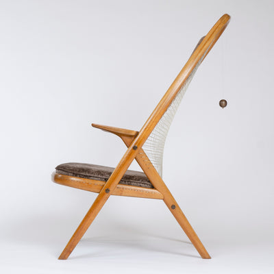 The Racquet Chair in Walnut and Nylon by Vestergaard Jensen for Peder Pedersen, 1955
