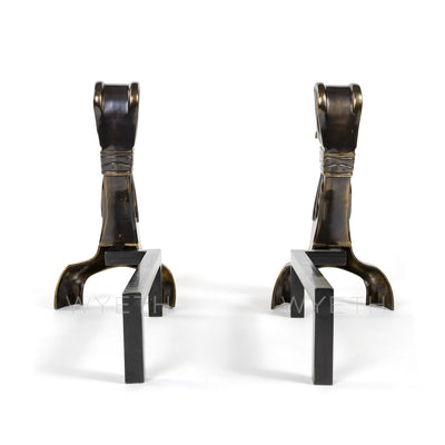 Bronze Hound Fireplace Andirons from USA