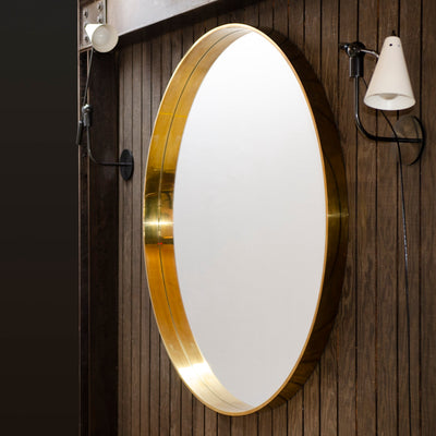 Original 55" Minimalist Round Mirror in Bronze by WYETH, Made to Order - WYETH