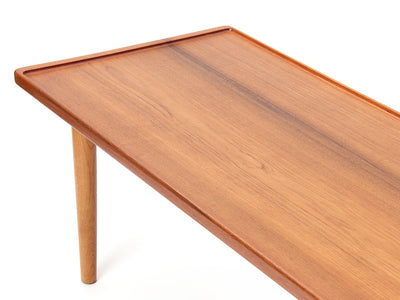 a rare Low/cocktail/coffee table/bench in Teak and Oak by Hans J. Wegner for Johannes Hansen