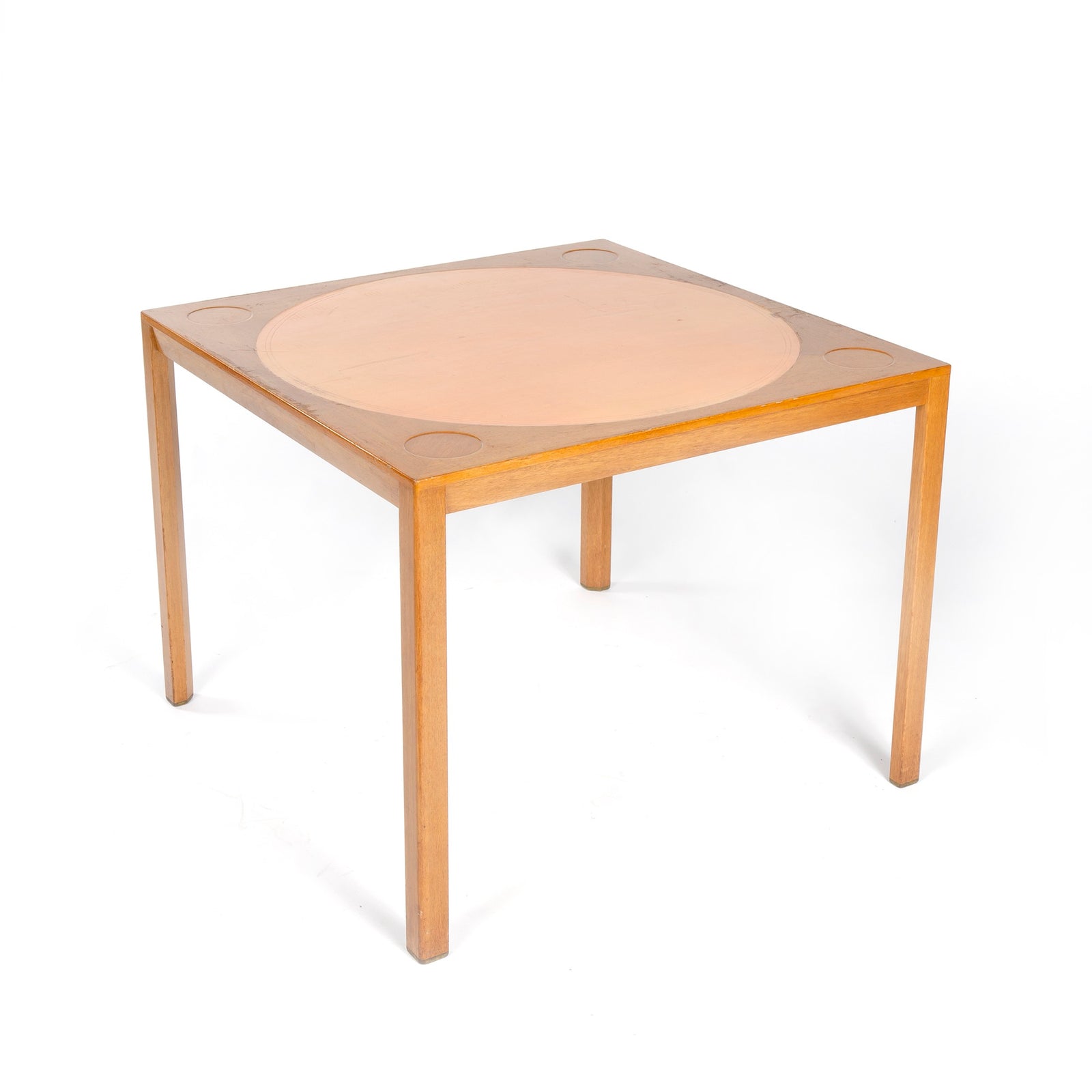 Mahogany and Leather Game Table by Edward Wormley for Dunbar