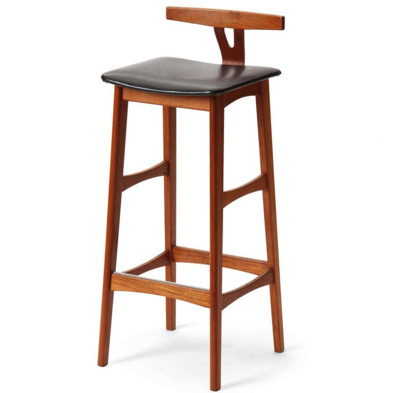 Teak Bar Stool with Backrest by Dyrlund, 1960s