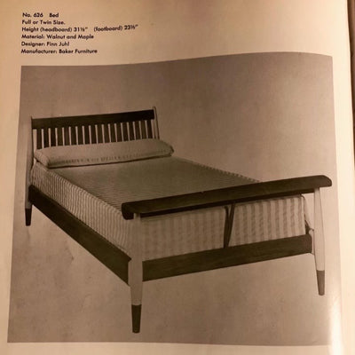 A Pair of Walnut & Maple Twin Beds by Finn Juhl for Baker Furniture Company, 1951