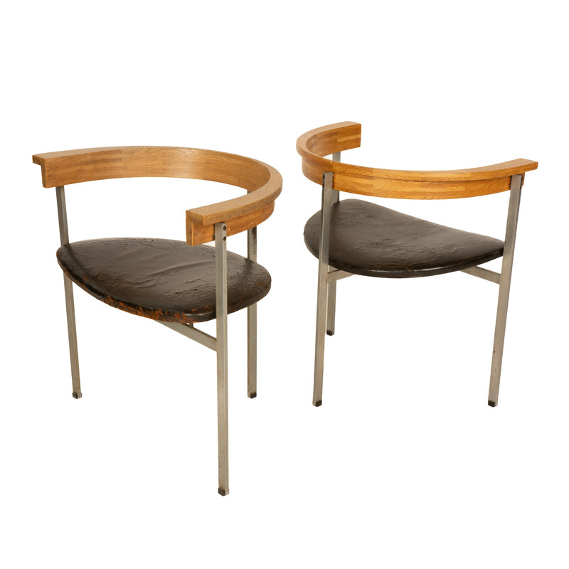 Oak Steel and Leather PK-11 Chair by Poul Kjaerholm for E. Kold Christensen, 1957