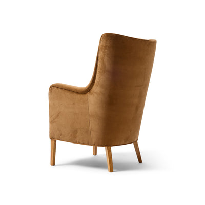 Tan Velvet Danish High Back Lounge Chair
