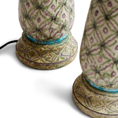 A Pair of Lattice Glazed Lamps by Guido Gambone