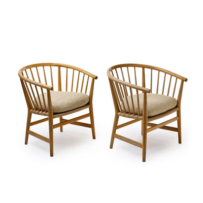 Pair of Spindle Back Ash Lounge Chairs by Hans J. Wegner for PP Møbler