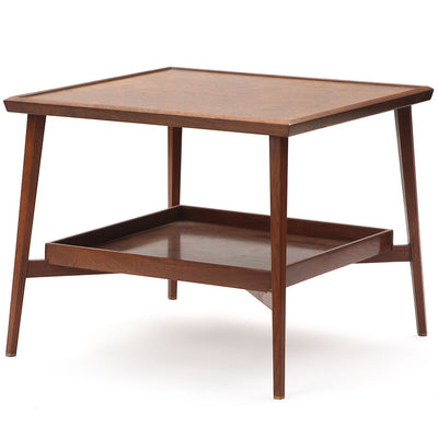 Tapered Leg Walnut Table with Burl Tray Tops by Edward Wormley for Dunbar