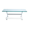 X Base Parallel Bar Glass Top Low Table by Florence Knoll for Knoll