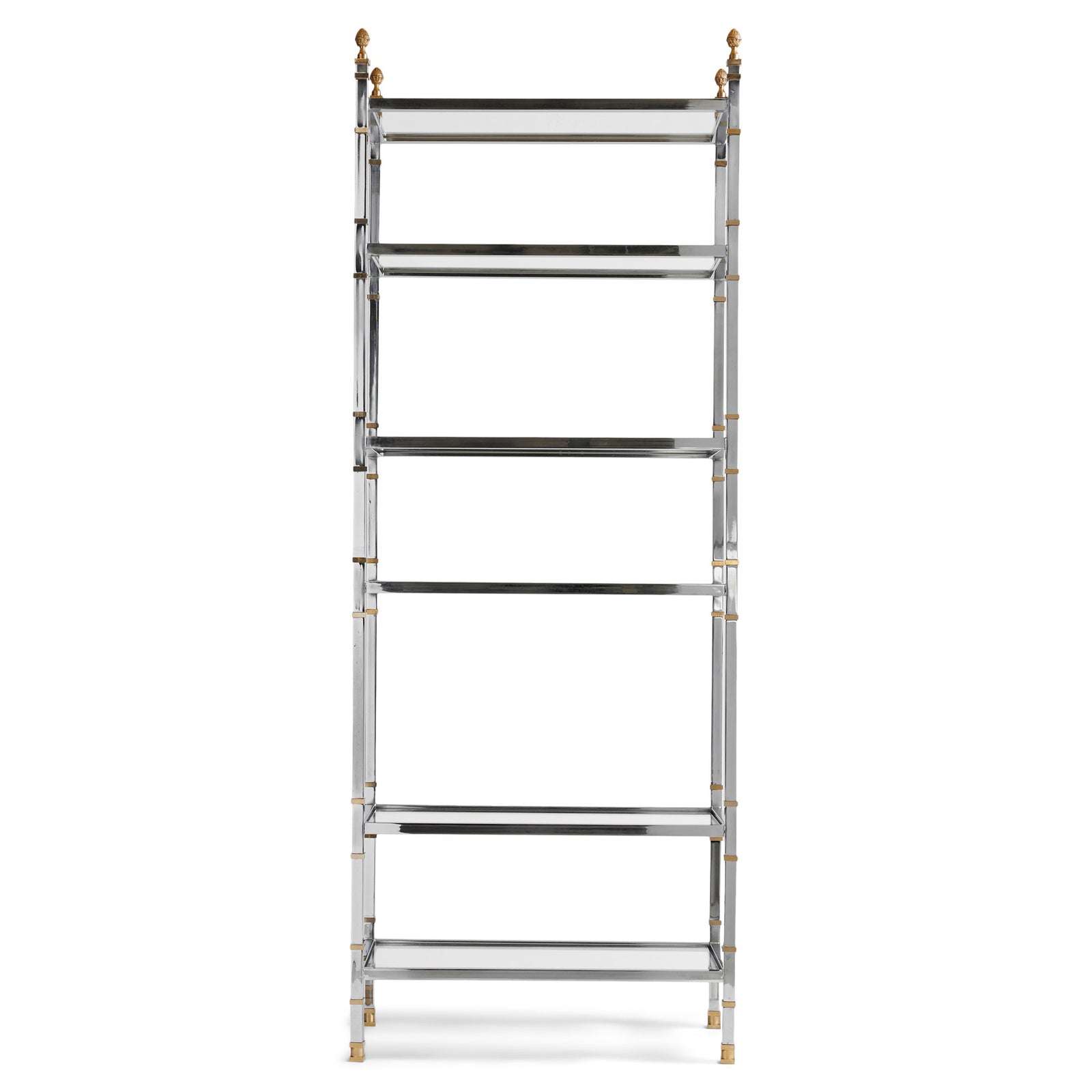 A Glamorous Chrome and Bronze Bookshelf /Étagère (pair available) from France, 1970s