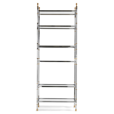 A Glamorous Chrome and Bronze Bookshelf /Étagère (pair available) from France, 1970s