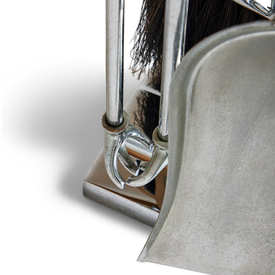 Chrome Steel and Bronze Fireplace Tool Set