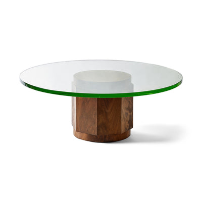 Faceted Column 1" Thick Glass Low Coffee Table by Edward Wormley for Dunbar