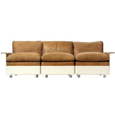 Sectional Fiberglass and Leather Three Seat Sofa In the Style of Dieter Rams