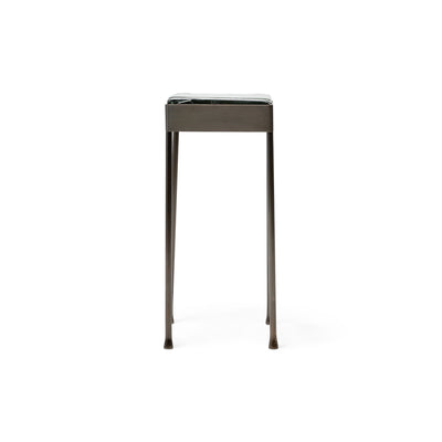 Glass Block Cocktail Table in Blackened Polished Stainless Steel with Round Legs by WYETH