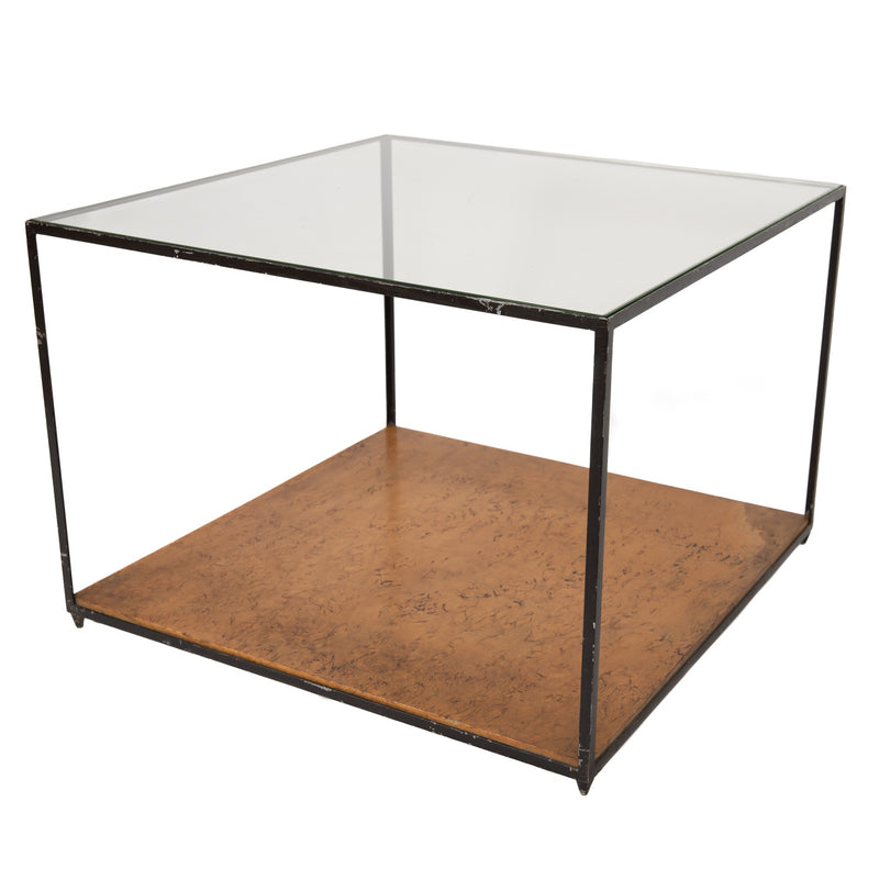 Open Cube Form Steel, Glass + Finnish Birch Table by Edward Wormley for Dunbar, 1946