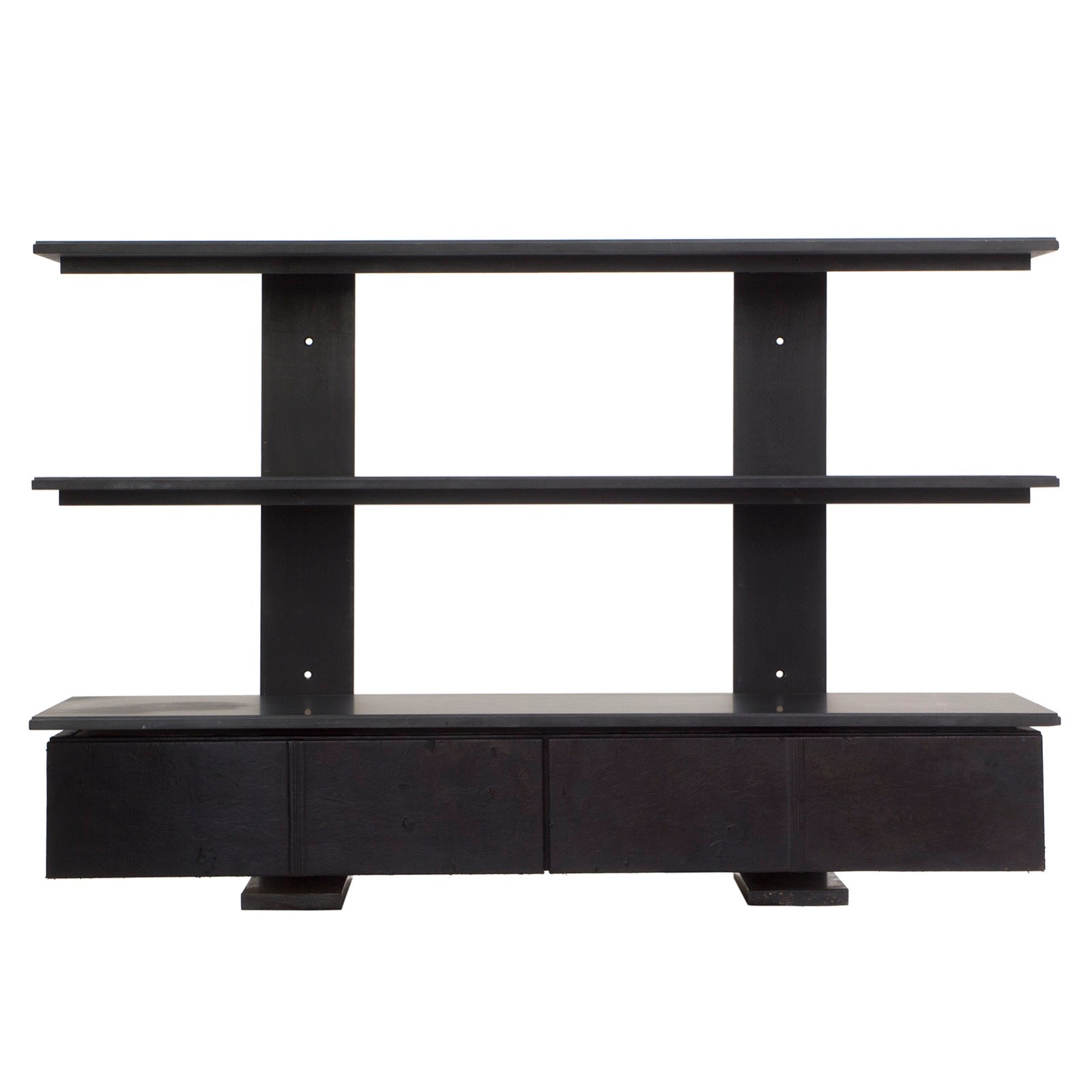 Steel Frame Cantilevered Shelves with drawer cabinets. by American Custom Made
