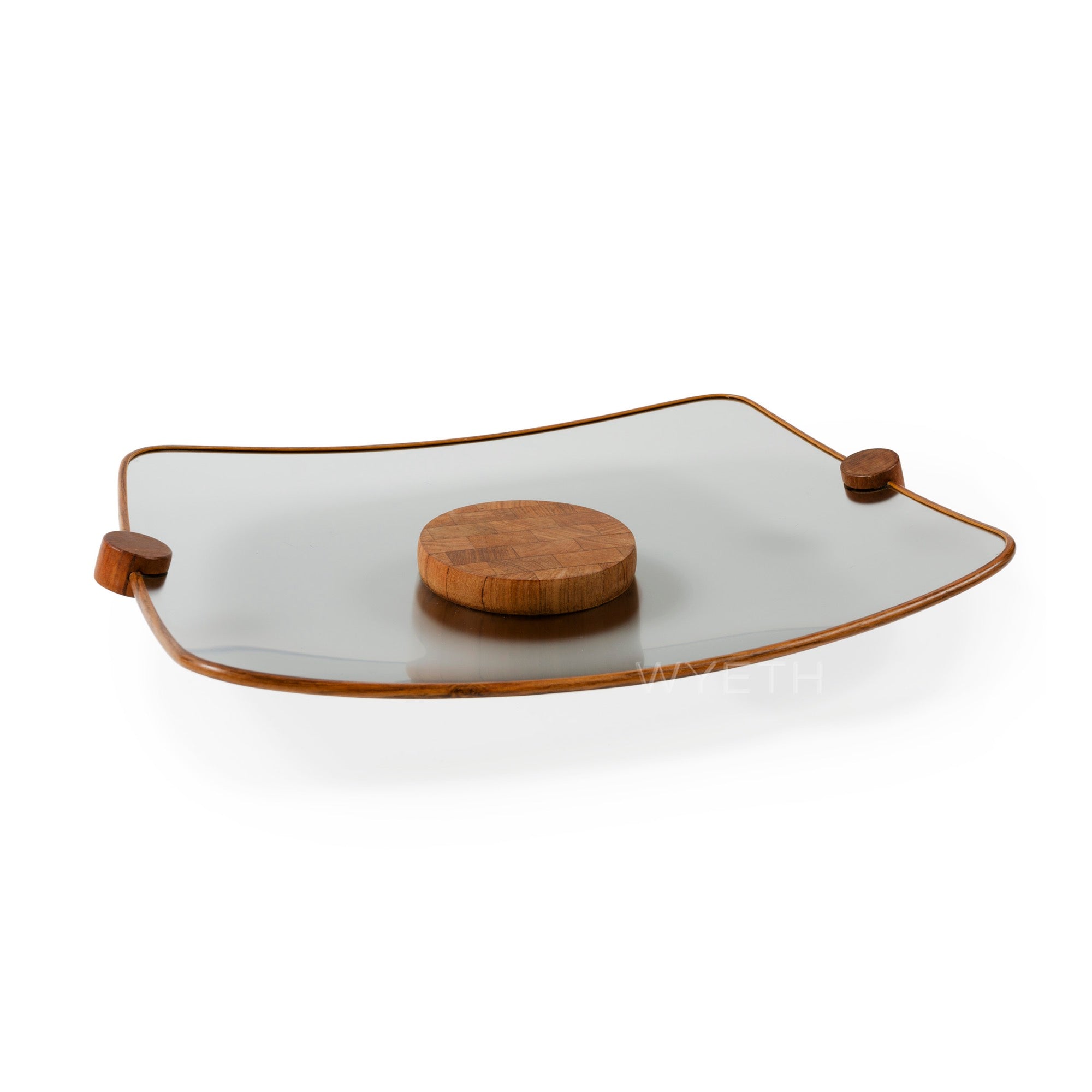 Teak and Glass Serving Tray