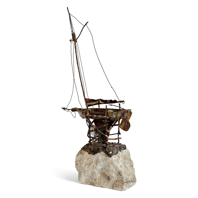 Brutalist Ship Sculpture by Parker