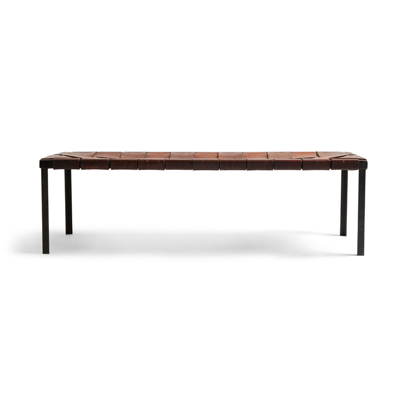 Woven Leather Bench by Swift and Monell