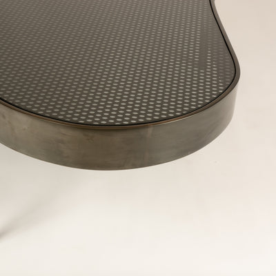 Biomorphic Low Table in Blackened Stainless Steel with Glass Top by WYETH, Made to Order