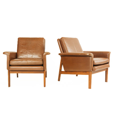 Pair Of Leather Arm Chairs by France and Son for France & Son, 1960's