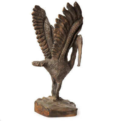 Wooden Pelican Sculpture by Byrd Baker, 1979