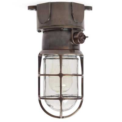 Bronze Flush Mount Industrial Light Fixture by Russell & Stoll Co.