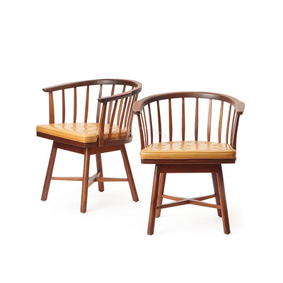 Pair of Swiveling Barrel Back Chairs by Edward Wormley for Dunbar, 1950s