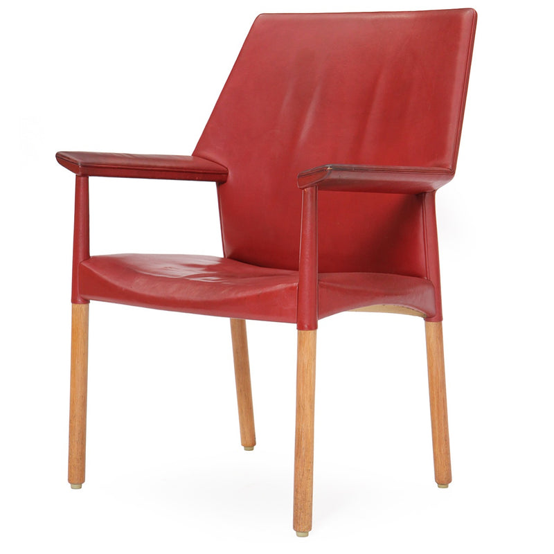 Leather Arm Chair by Ejner Larsen & Aksel Bender Madsen for Willy Beck, 1950s