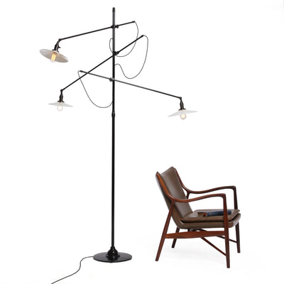 Adjustable 3 Arm Floor Lamp by O.C. White for O.C. White Co., 1900s