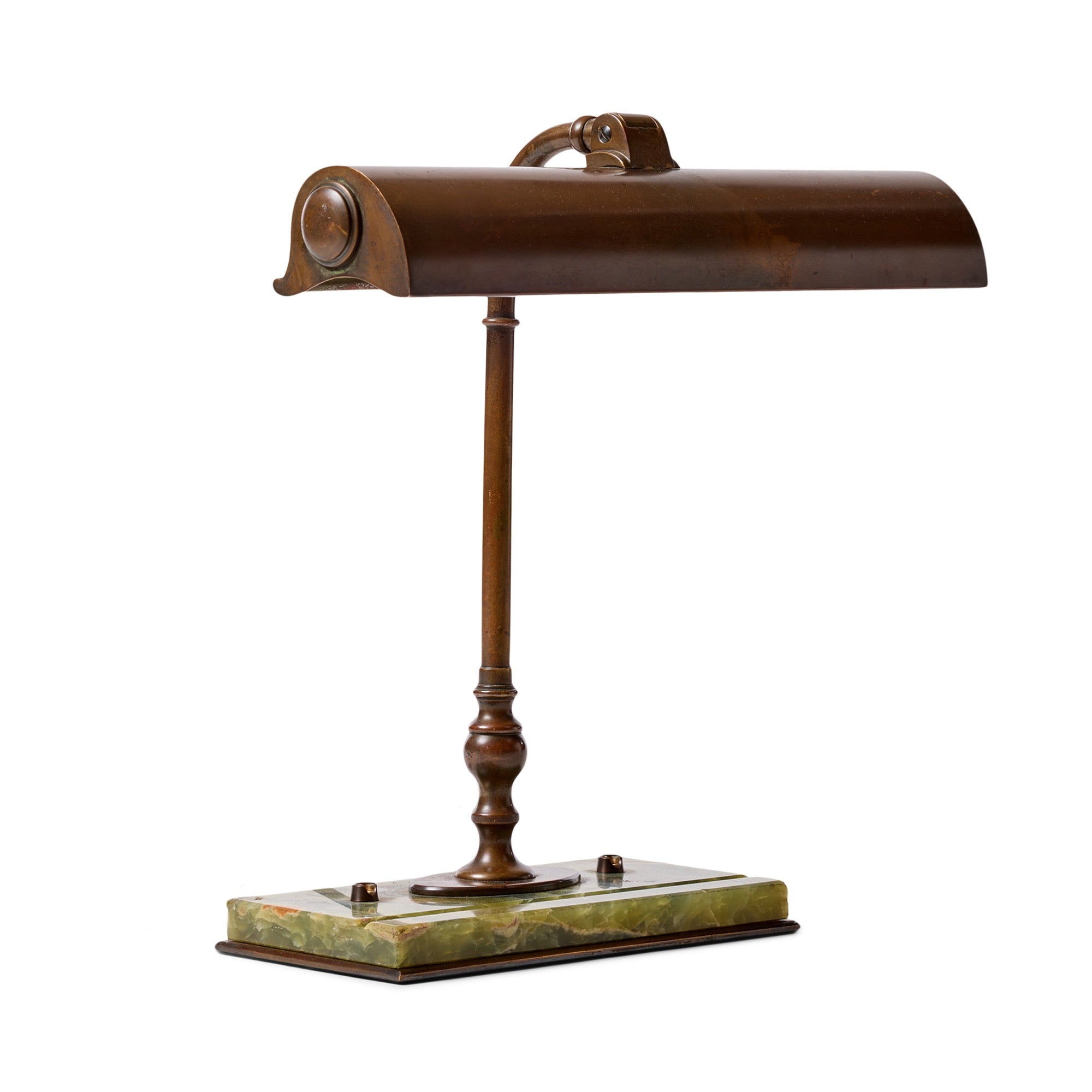 Antiques Atlas - Vintage Brass Banker's Lamp, Green Glass Shade