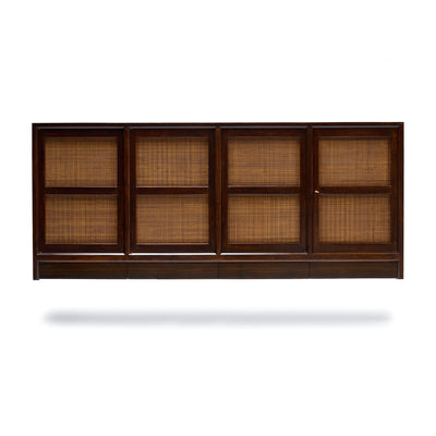Wall Mounted Cabinet with Caned Doors by Edward Wormley for Dunbar, 1957