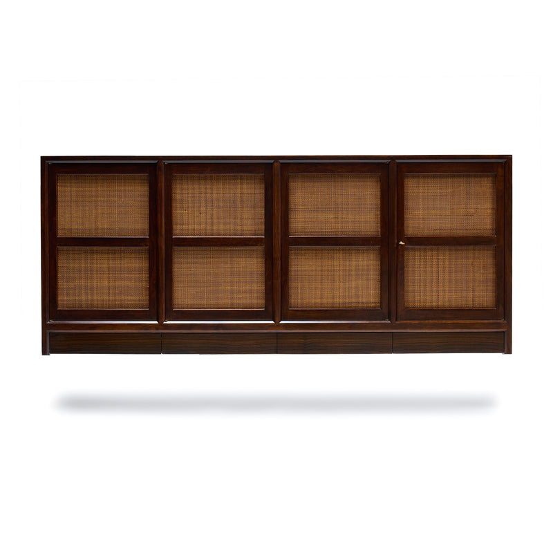 Wall Mounted Cabinet with Caned Doors by Edward Wormley for Dunbar, 1957