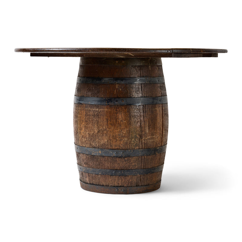 Staved Wood & Iron Barrel Table for Old Hickory