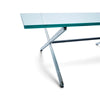 X Base Parallel Bar Glass Top Low Table by Florence Knoll for Knoll