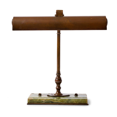 Bronze Bankers Lamp with Green Onyx Base for Frink Co.