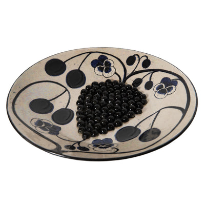 Sculpted and Glazed Platter of Grapes and Vines by Birger Johannes Kaipiainen for Arabia Studio, 1950's